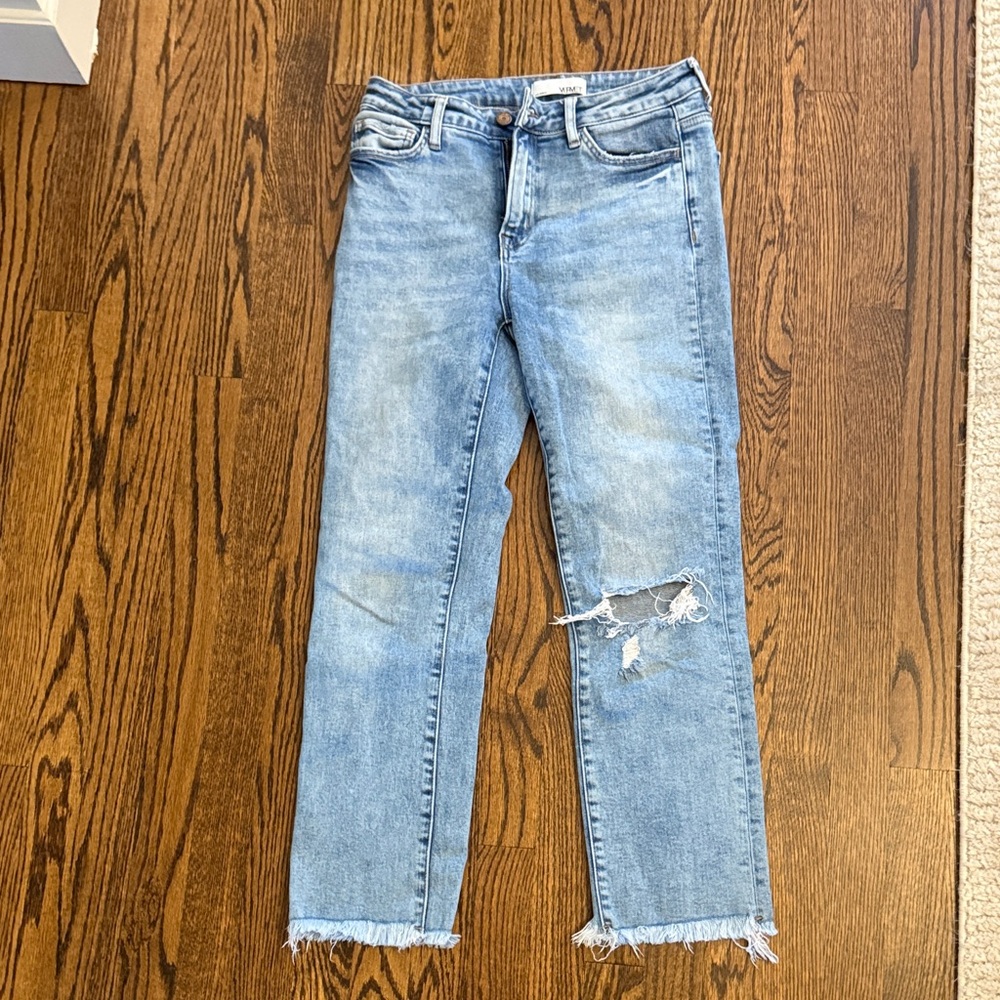 Women's Distressed Light Blue Ankle Jeans